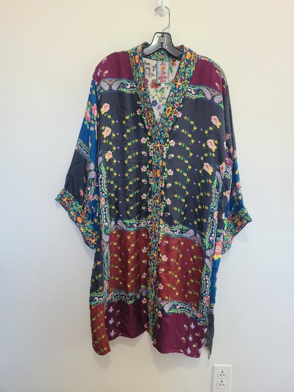 Johnny Was Silk Kimono Embroidered Naja Dress size L